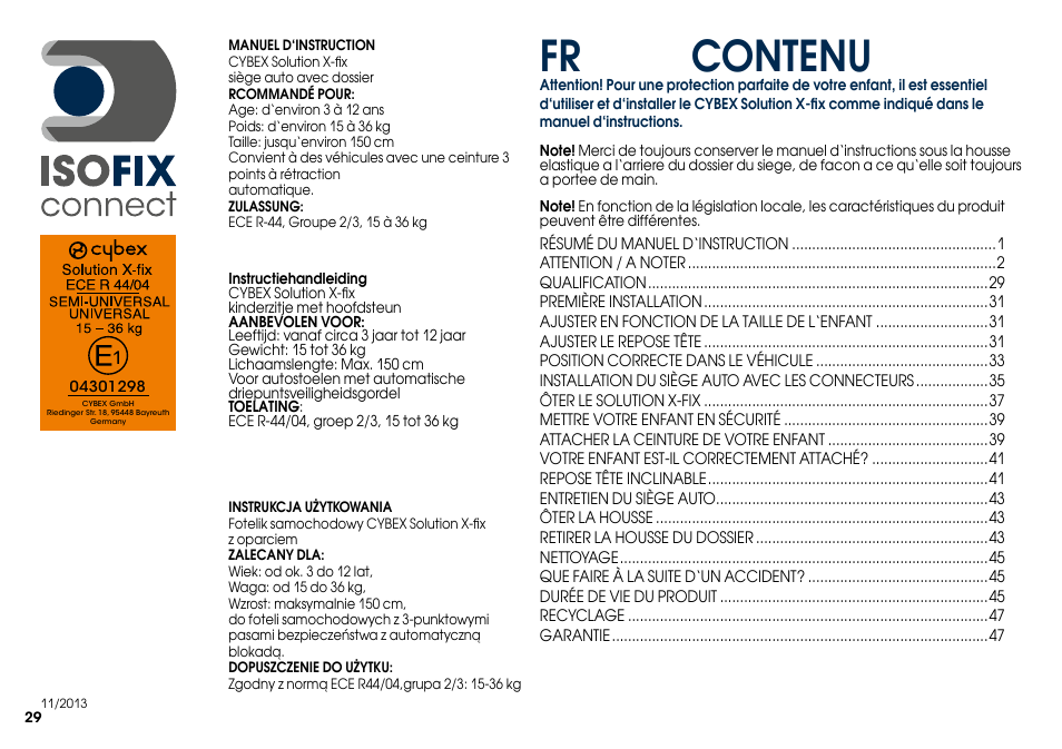 Fr contenu | Cybex SOLUTION X-FIX User Manual | Page 31 / 76