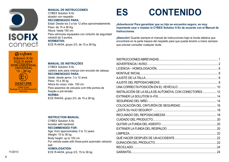 Cybex SOLUTION X-FIX User Manual | Page 6 / 72
