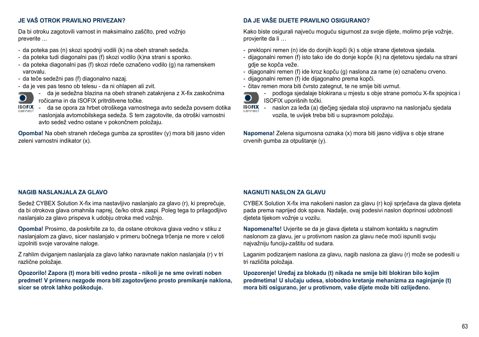 Cybex SOLUTION X-FIX User Manual | Page 63 / 72