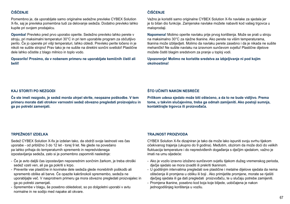 Cybex SOLUTION X-FIX User Manual | Page 67 / 72