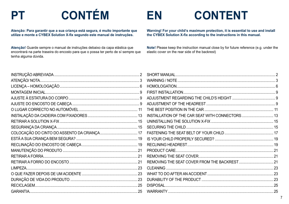 Pt contém en content | Cybex SOLUTION X-FIX User Manual | Page 7 / 72