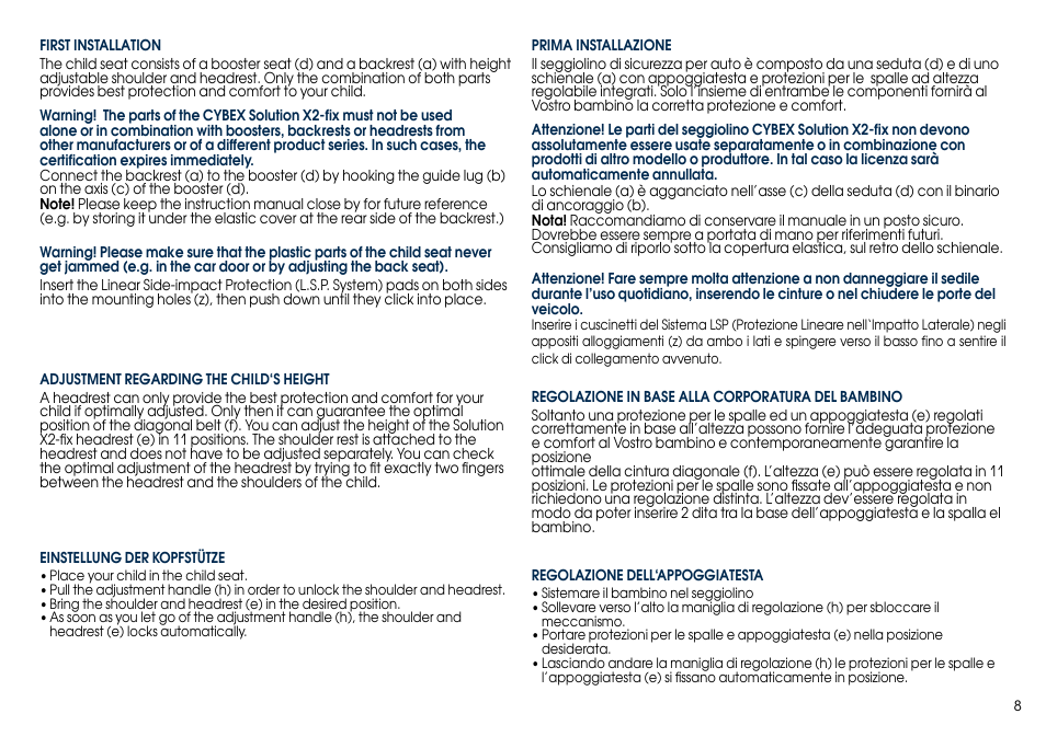 Cybex SOLUTION X2-FIX User Manual | Page 10 / 76