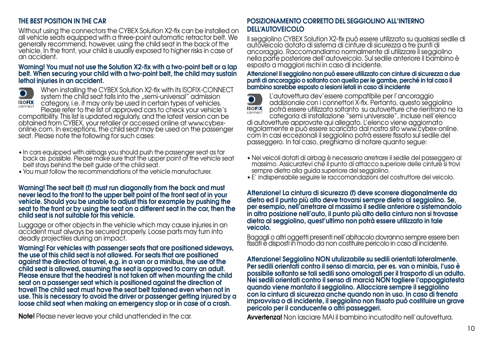 Cybex SOLUTION X2-FIX User Manual | Page 12 / 76