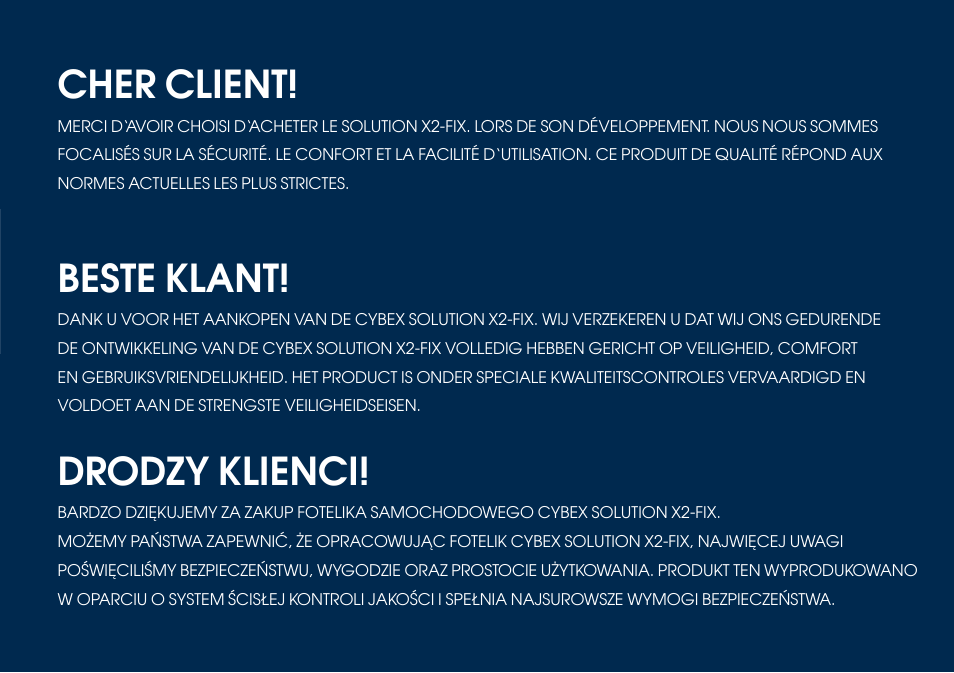 Cher client, Beste klant, Drodzy klienci | Cybex SOLUTION X2-FIX User Manual | Page 30 / 76