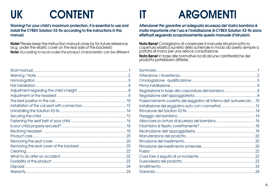 Uk content, It argomenti | Cybex SOLUTION X2-FIX User Manual | Page 8 / 76
