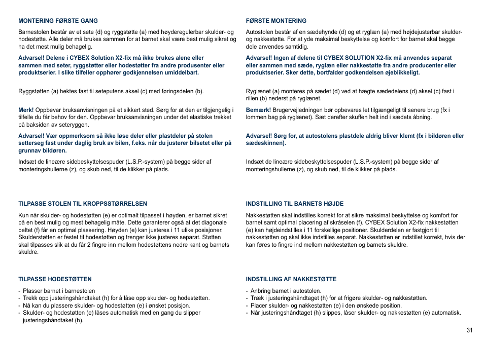 Cybex SOLUTION X2-FIX User Manual | Page 31 / 72