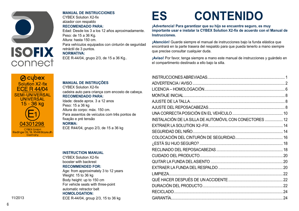 Cybex SOLUTION X2-FIX User Manual | Page 6 / 72