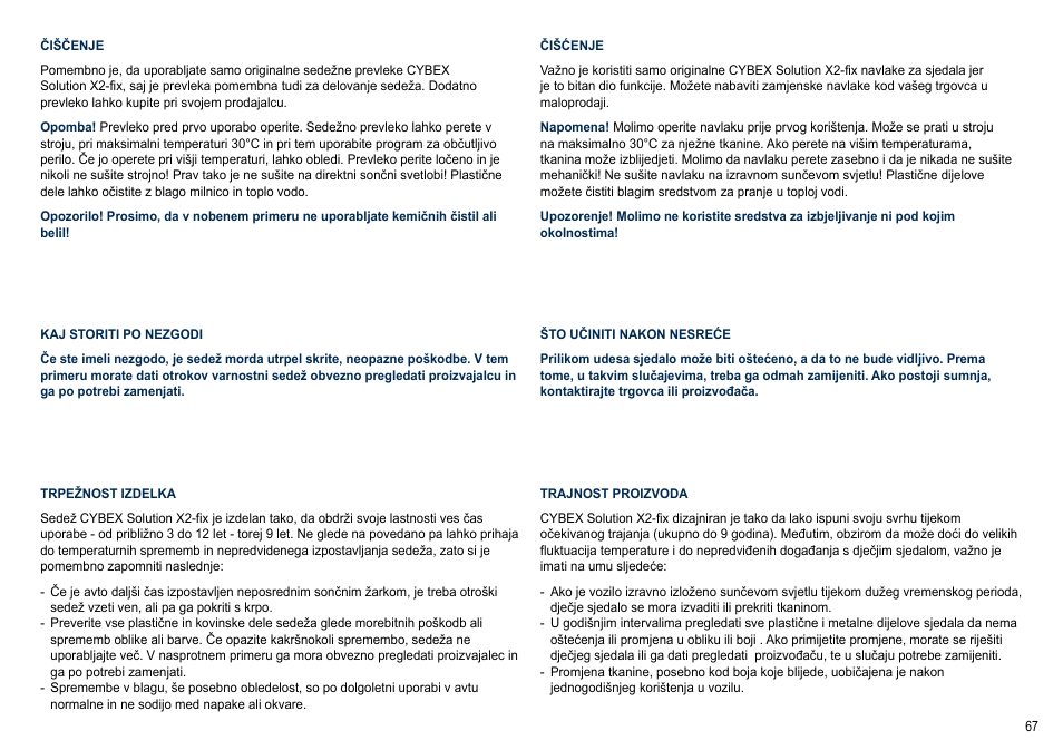 Cybex SOLUTION X2-FIX User Manual | Page 67 / 72