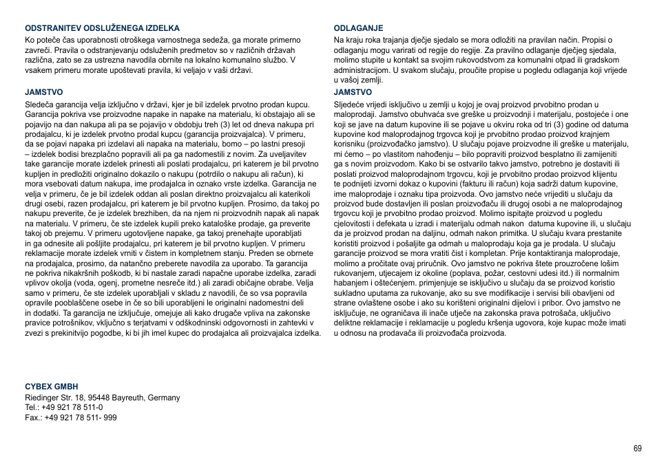 Cybex SOLUTION X2-FIX User Manual | Page 69 / 72