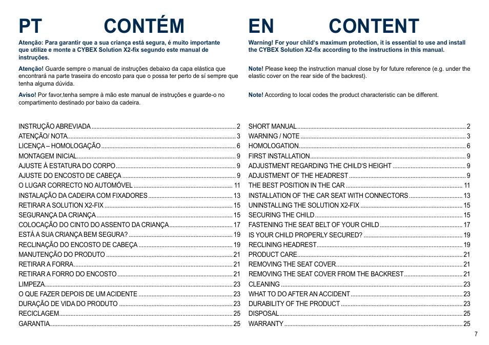 Pt contém en content | Cybex SOLUTION X2-FIX User Manual | Page 7 / 72