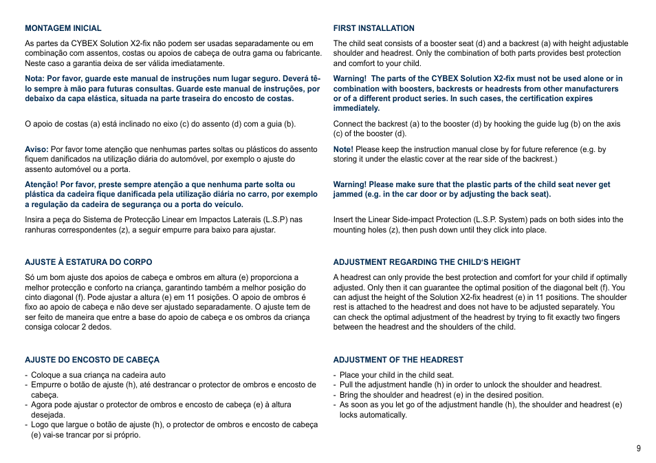 Cybex SOLUTION X2-FIX User Manual | Page 9 / 72