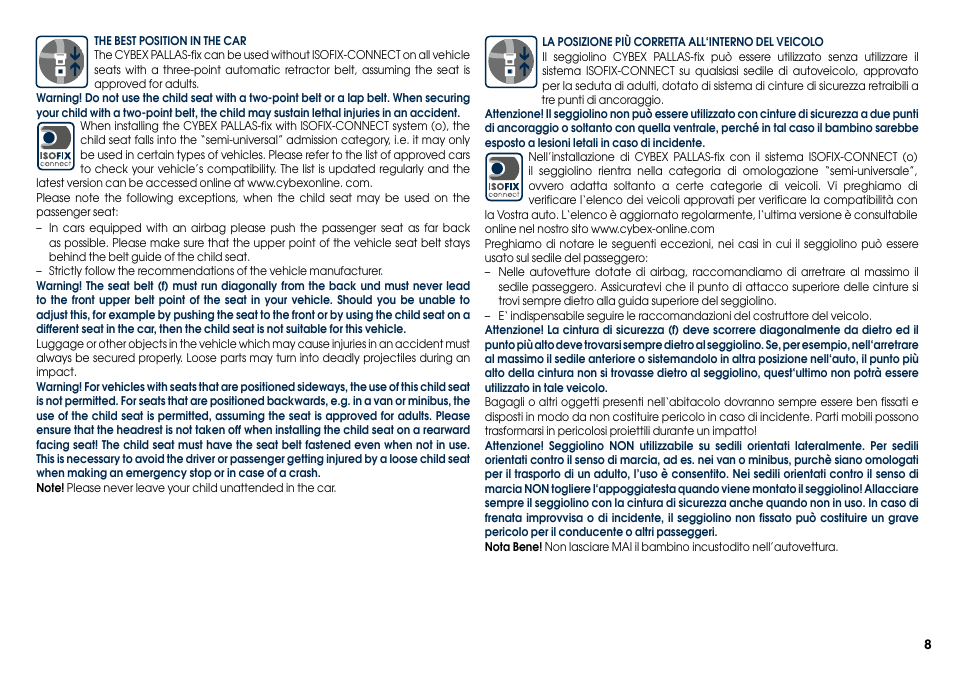 Cybex PALLAS-FIX User Manual | Page 10 / 84