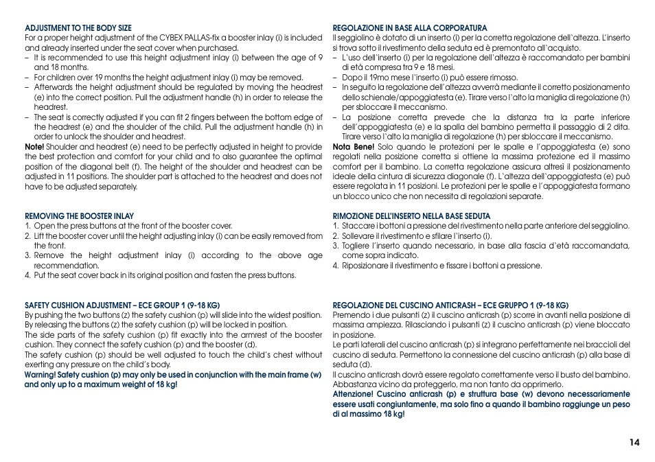 Cybex PALLAS-FIX User Manual | Page 16 / 84