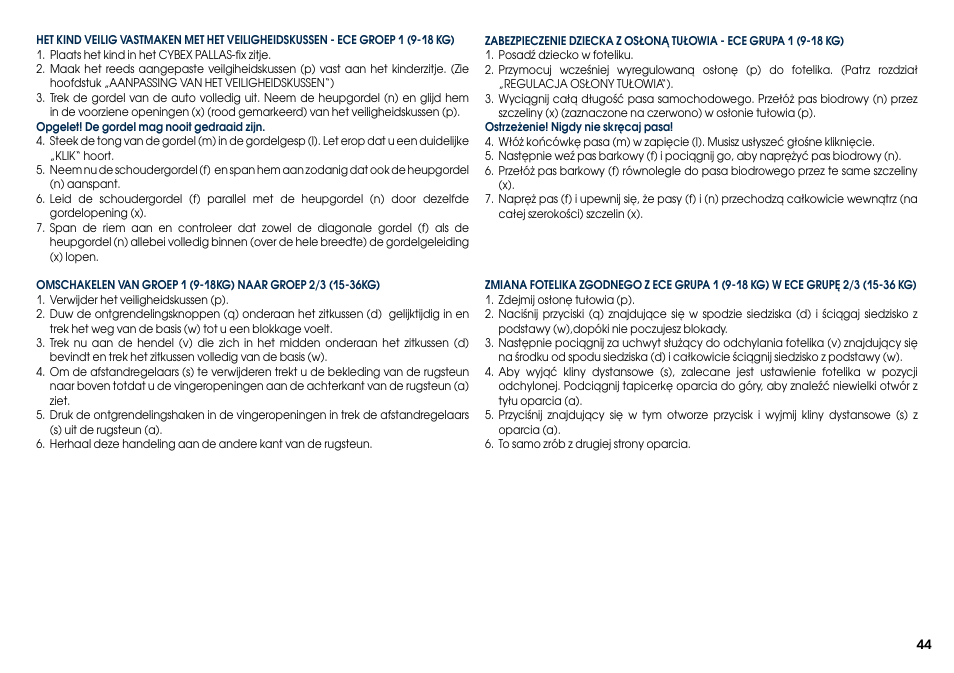 Cybex PALLAS-FIX User Manual | Page 46 / 84