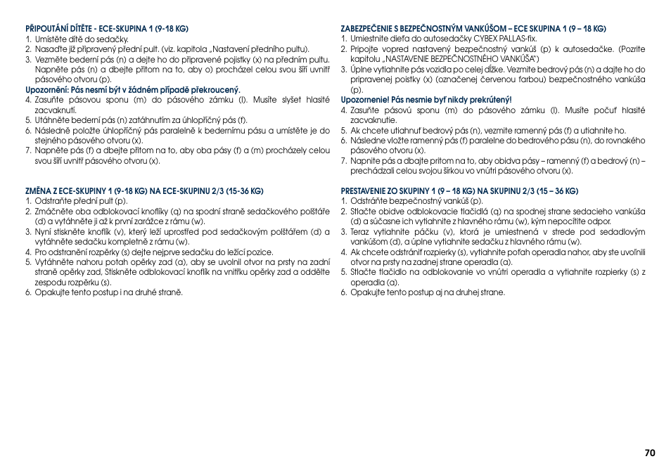 Cybex PALLAS-FIX User Manual | Page 72 / 84