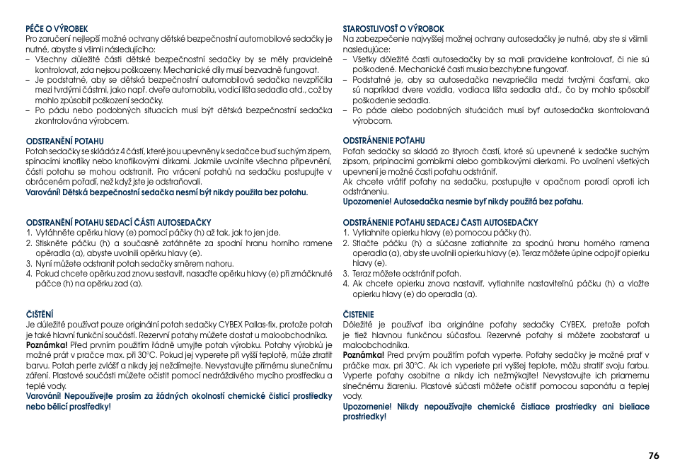 Cybex PALLAS-FIX User Manual | Page 78 / 84