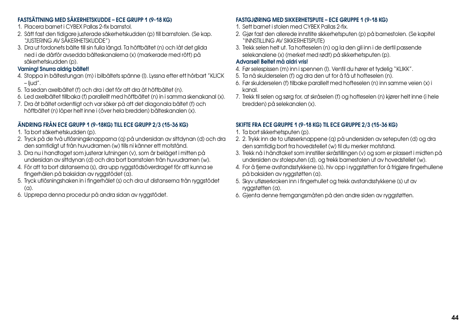 Cybex PALLAS 2-FIX User Manual | Page 46 / 82