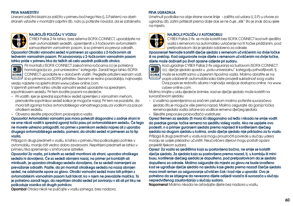 Cybex PALLAS 2-FIX User Manual | Page 62 / 82