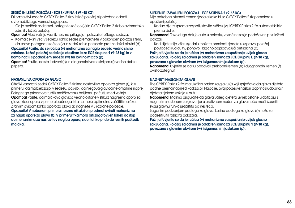 Cybex PALLAS 2-FIX User Manual | Page 70 / 82