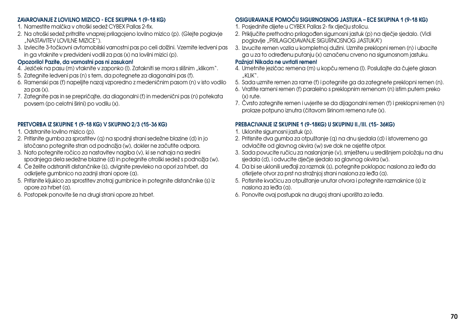 Cybex PALLAS 2-FIX User Manual | Page 72 / 82