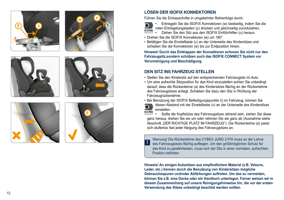 Yx a w v | Cybex JUNO 2-FIX User Manual | Page 14 / 72