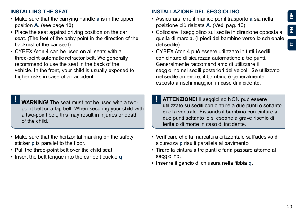 Cybex ATON 4 User Manual | Page 22 / 132
