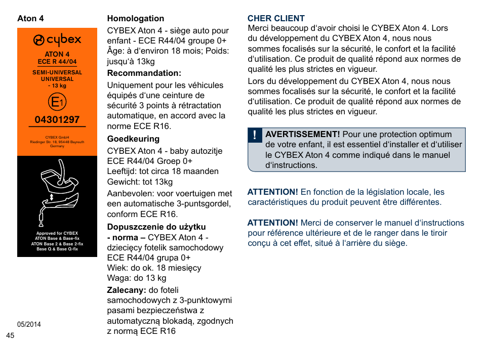 Cybex ATON 4 User Manual | Page 47 / 132