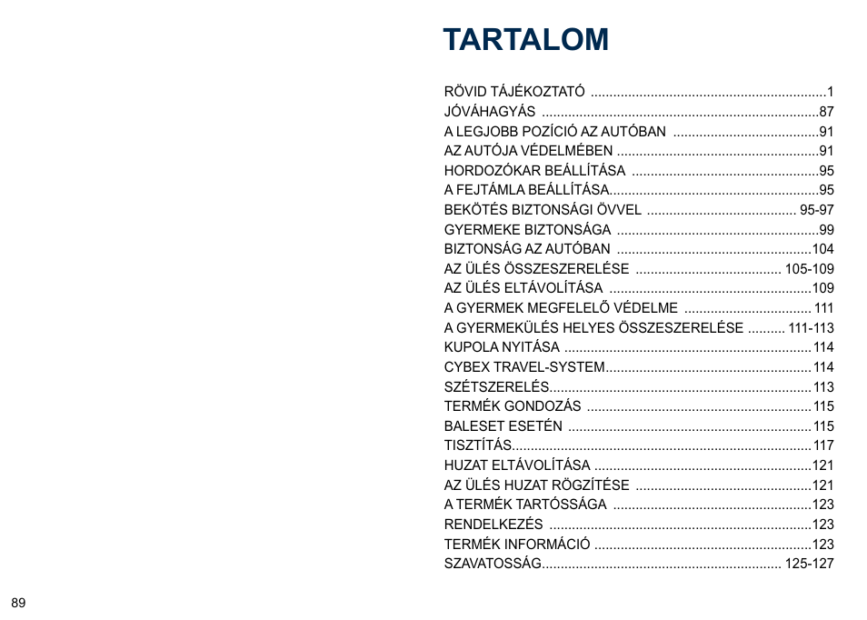 Tartalom | Cybex ATON 4 User Manual | Page 91 / 132