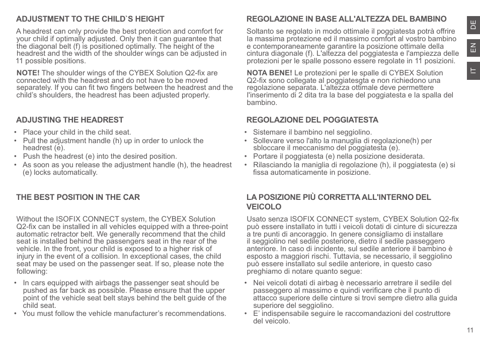 Cybex SOLUTION Q2-FIX User Manual | Page 11 / 100