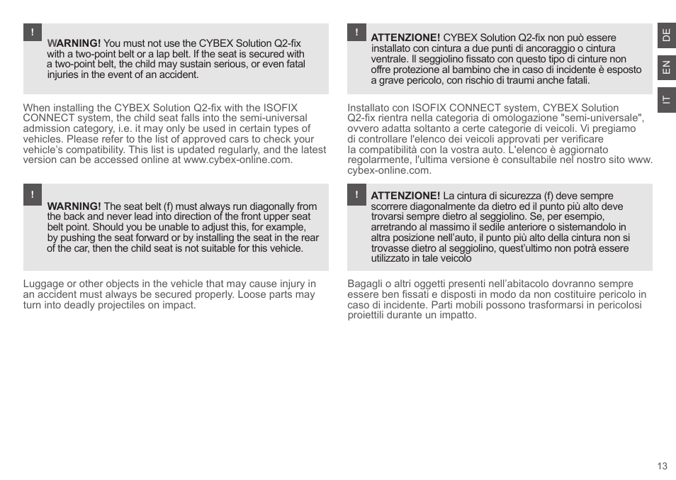 Cybex SOLUTION Q2-FIX User Manual | Page 13 / 100