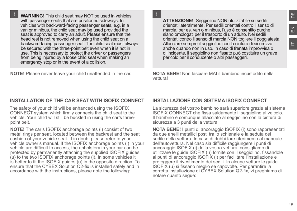 Cybex SOLUTION Q2-FIX User Manual | Page 15 / 100