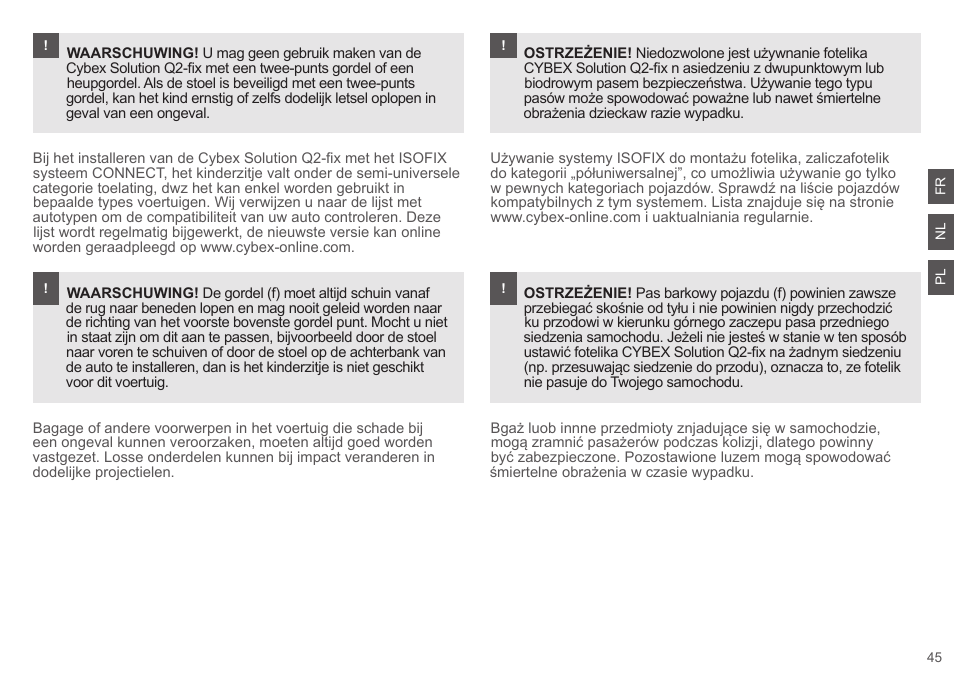 Cybex SOLUTION Q2-FIX User Manual | Page 45 / 100