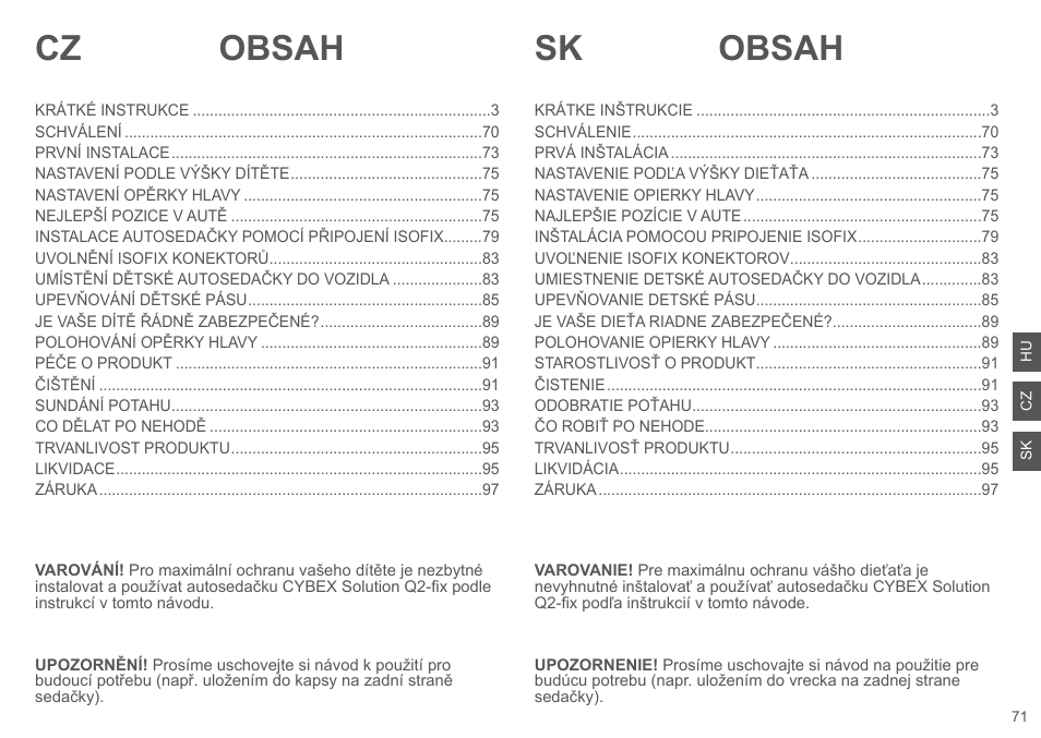 Cybex SOLUTION Q2-FIX User Manual | Page 71 / 100