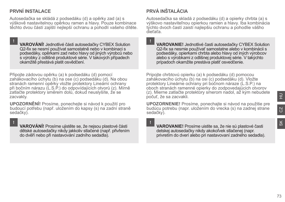 Cybex SOLUTION Q2-FIX User Manual | Page 73 / 100