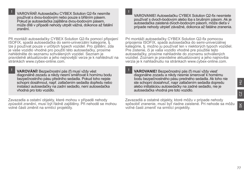 Cybex SOLUTION Q2-FIX User Manual | Page 77 / 100