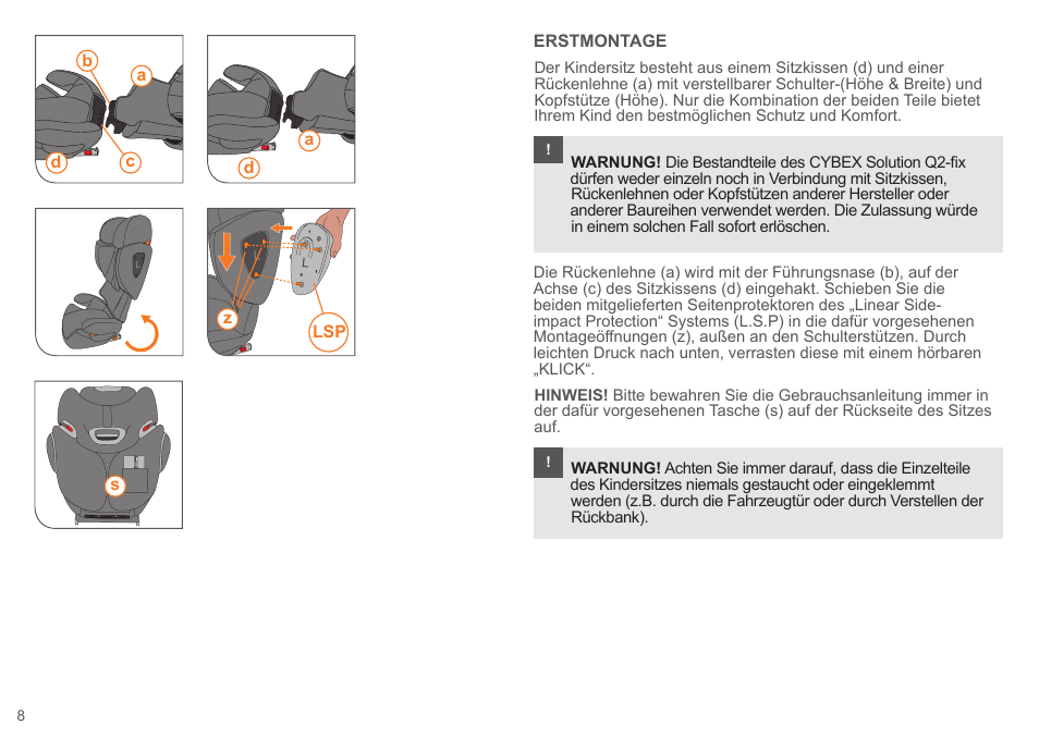 Cybex SOLUTION Q2-FIX User Manual | Page 8 / 100