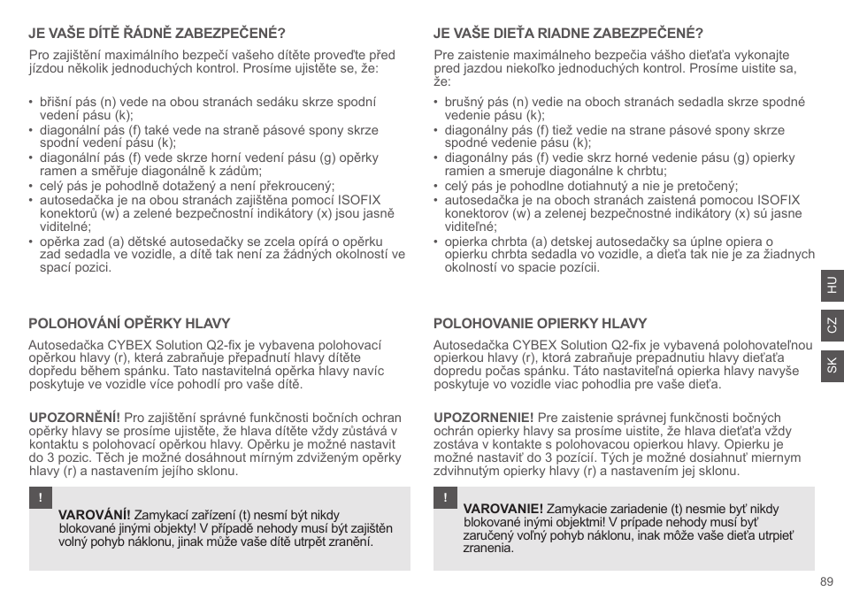 Cybex SOLUTION Q2-FIX User Manual | Page 89 / 100