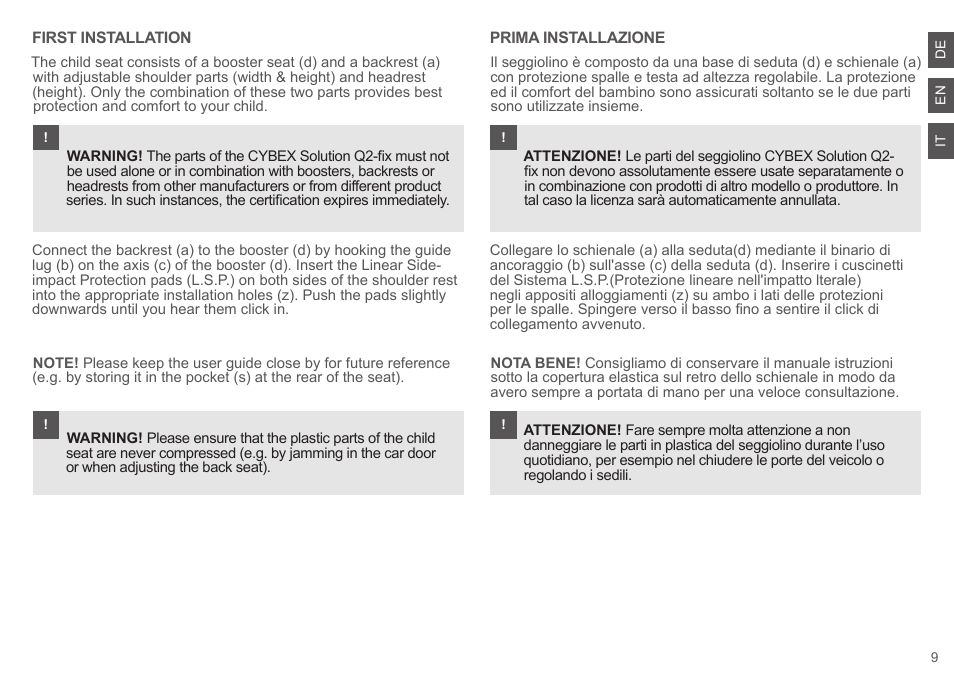 Cybex SOLUTION Q2-FIX User Manual | Page 9 / 100