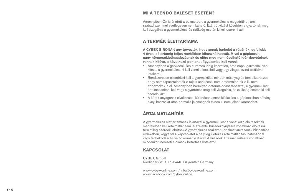 Cybex SIRONA User Manual | Page 117 / 120