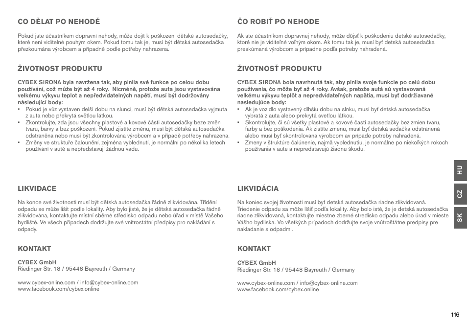 Cybex SIRONA User Manual | Page 118 / 120