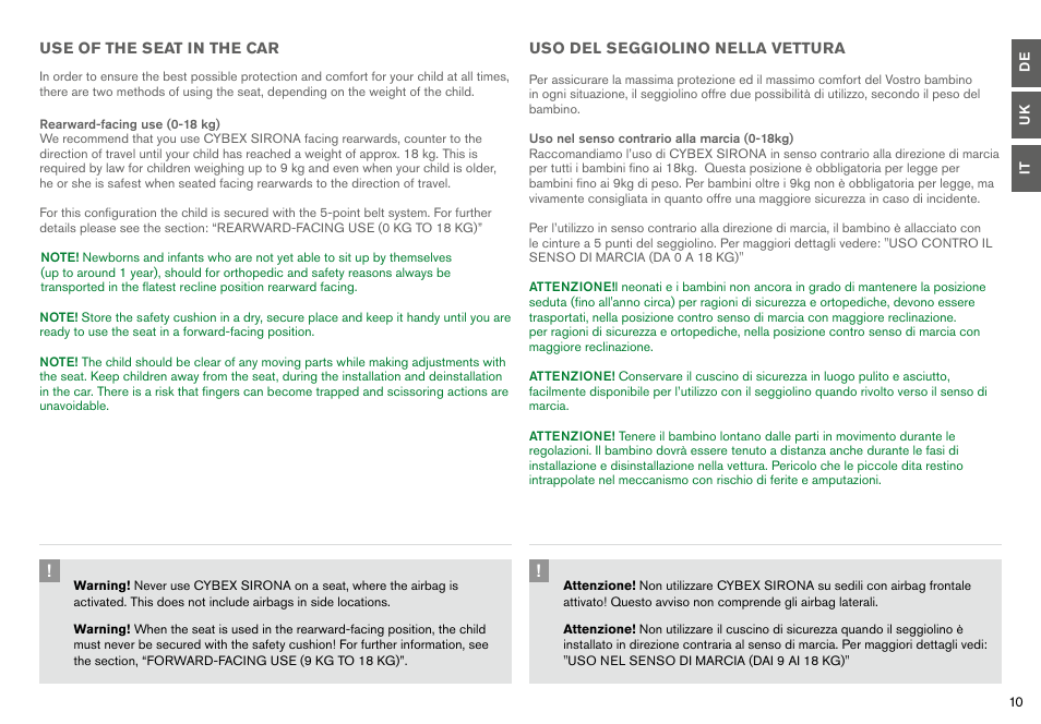 Cybex SIRONA User Manual | Page 12 / 120