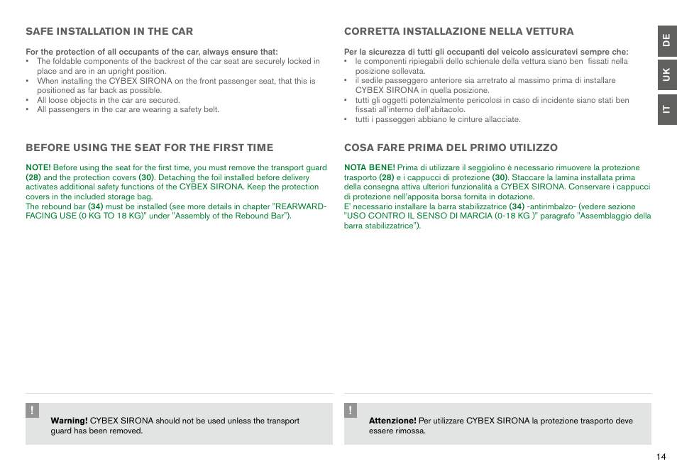Cybex SIRONA User Manual | Page 16 / 120