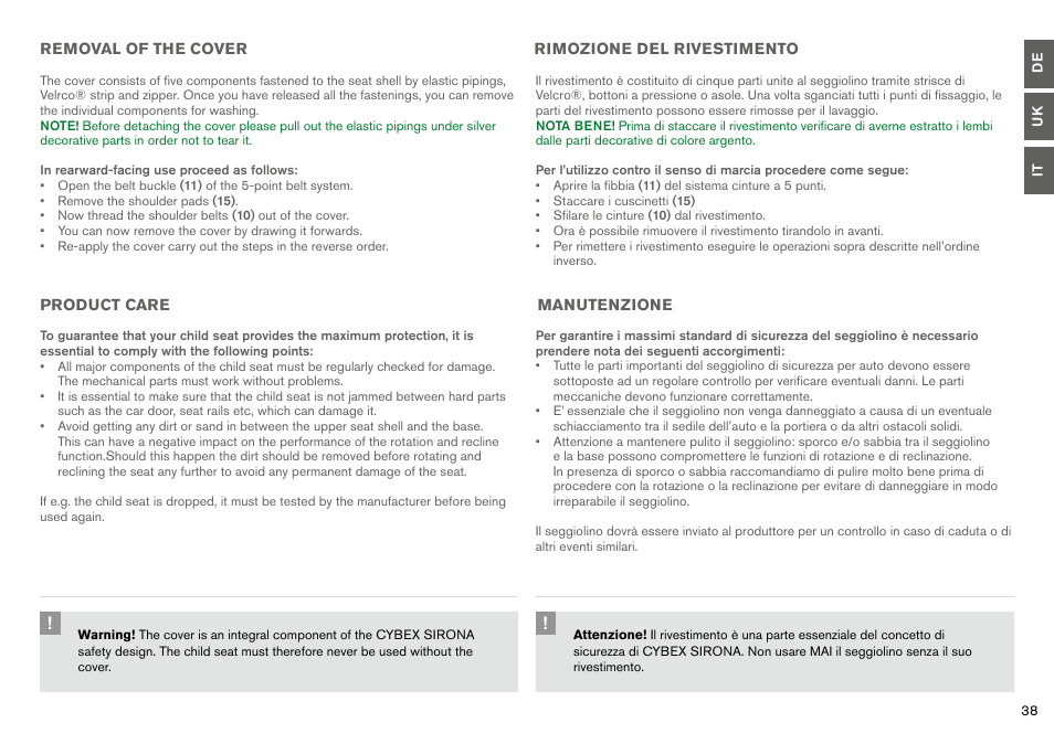 Cybex SIRONA User Manual | Page 40 / 120