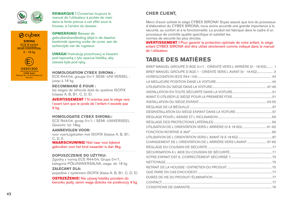 Cybex SIRONA User Manual | Page 45 / 120