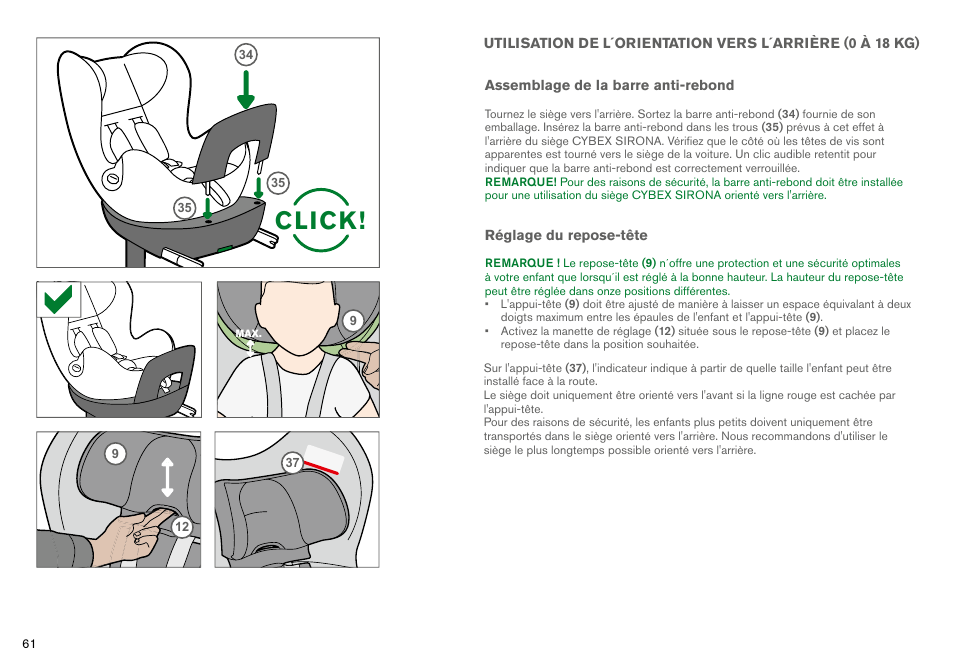 Click | Cybex SIRONA User Manual | Page 63 / 120