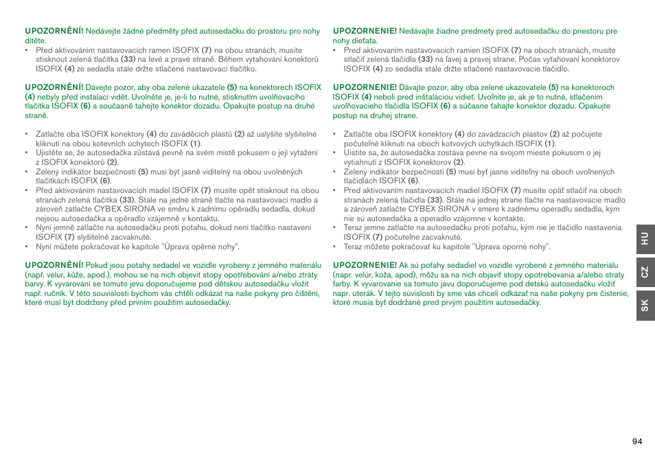 Cybex SIRONA User Manual | Page 96 / 120