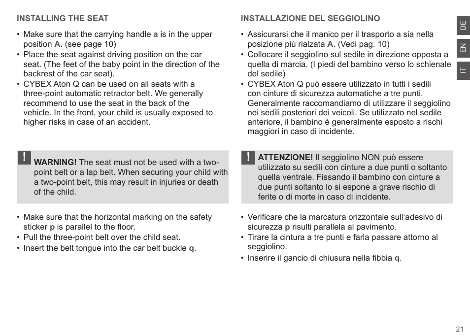 Cybex ATON Q User Manual | Page 21 / 132