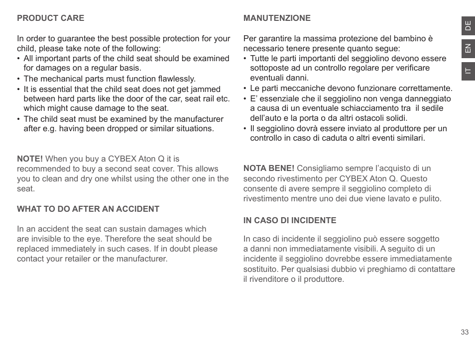 Cybex ATON Q User Manual | Page 33 / 132