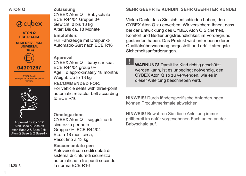 Cybex ATON Q User Manual | Page 4 / 132