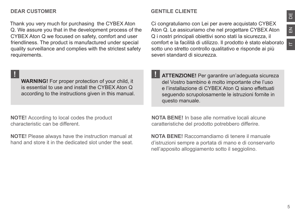 Cybex ATON Q User Manual | Page 5 / 132